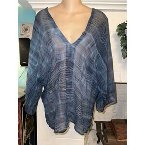 NWOT GYPSY 05 100% SILK SHIBORI SEMISHEER KIMONO SLEEVE FLOWY SCARF TOP S